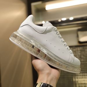Alexander Mcqueen Oversized Sneakers Unisex Calf Leather with Transparent Sloe and Leather Heel White