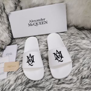 Alexander Mcqueen Pool Slides Unisex Rubber with AMQ Logo White
