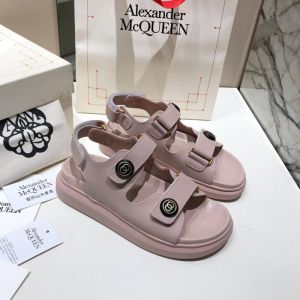 Alexander Mcqueen Tread Sandals Women Cow Leather with Double Strap Pink