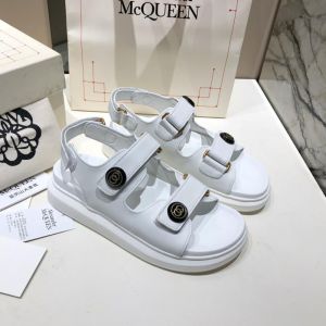 Alexander Mcqueen Tread Sandals Women Cow Leather with Double Strap White