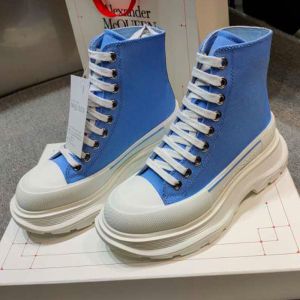 Alexander Mcqueen Tread Slick Boots Women Canvas Blue