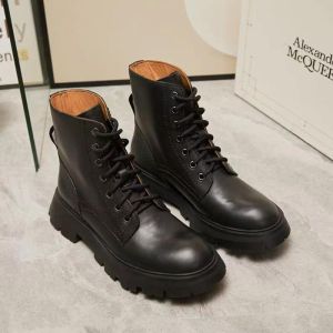 Alexander Mcqueen Wander Boots Women Shiny Calf Leather Black